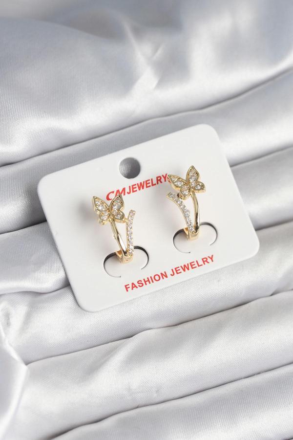 Pirinç Gold Renk Zirkon Taşlı Kelebek Model Kadın Yüzük - EBJ250927W37998 - Image 1