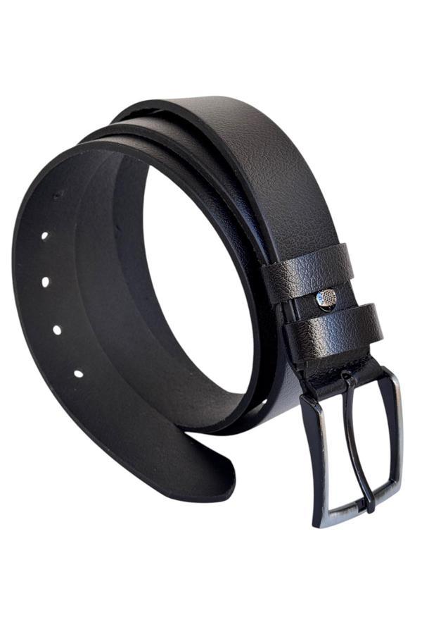 Siyah Büyük Beden Hakiki Deri 4 cm. Tokalı Düz Model Erkek Kemer - XD-400-BATTAL-ST - Image 1