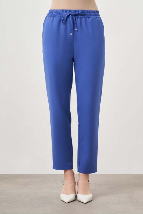 Mizalle Beli Lastik Bağcıklı Mavi Pantolon - Image 1