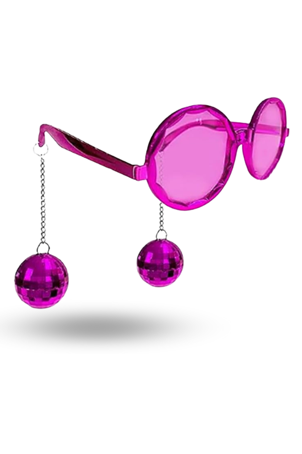 Büro Ev Ofis Etkinlik Kostüm Gözlüğü için Disko Toplu Küpeli Pembe Gözlük - Image 1
