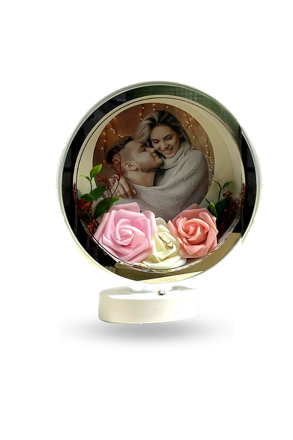 Büro Ev Ofis Hediyesi için 25X22CM Güllü Oval Led Fotoğraf Çerçevesi - Image 1