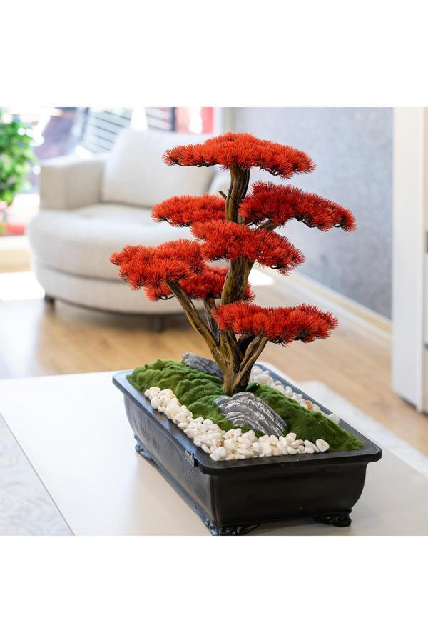 Omnia Concept Atlas Bonsai-3-1 Masaüstü Kullanıma Uygun Doğal Ağaç Gövdeli Yapay Bonsai Ağacı - 50X60 Cm - Image 1