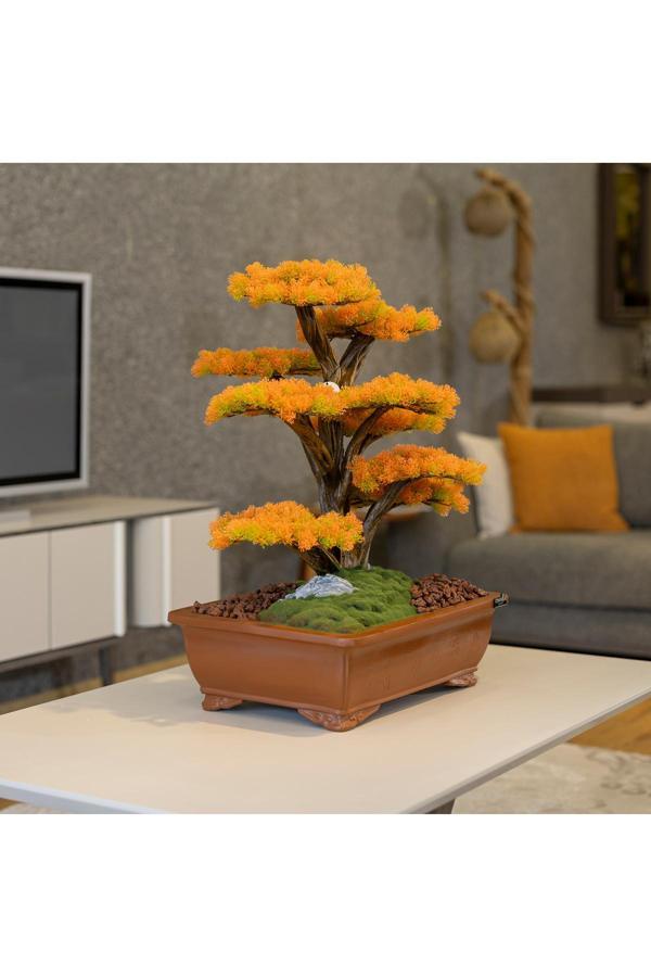 Omnia Concept Atlas Bonsai-6-2 Masaüstü Kullanıma Uygun Doğal Ağaç Gövdeli Yapay Bonsai Ağacı - 50X60 Cm - Image 1