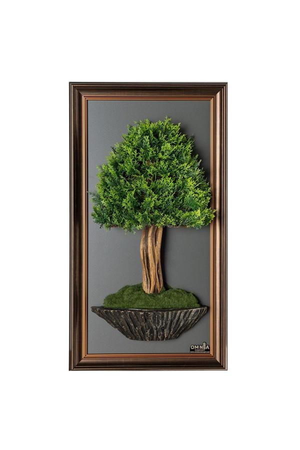 Omnia Concept Bonsai Tablaeu - 1A - Mdf Plaka Üzerinde Çerçeveli 3 Boyutlu Yapay Ağaç Tablosu 33X60 Cm - Image 1