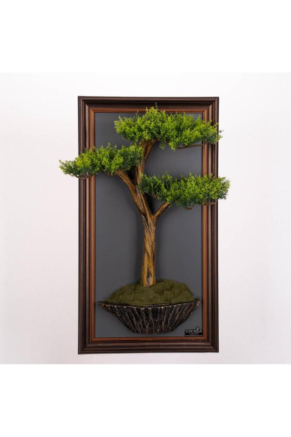 Omnia Concept Bonsai Tablaeu - 1B - Mdf Plaka Üzerinde Çerçeveli 3 Boyutlu Yapay Ağaç Tablosu 33X60 Cm - Image 1
