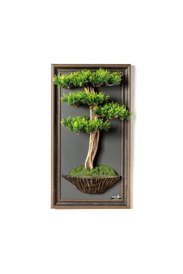 Omnia Concept Bonsai Tablaeu - 1 - Mdf Plaka Üzerinde Çerçeveli 3 Boyutlu Yapay Ağaç Tablosu 33X60 Cm - Image 1