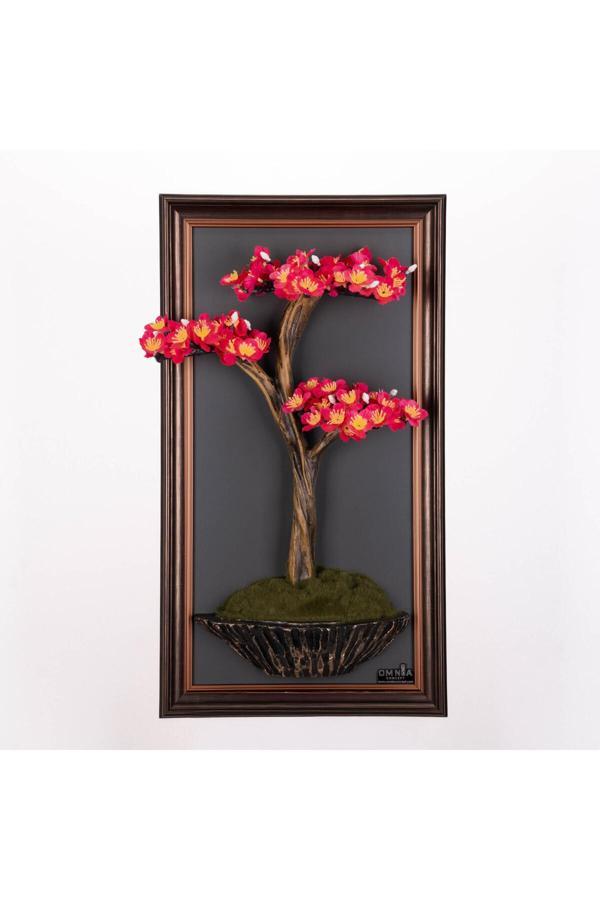 Omnia Concept Bonsai Tablaeu - 2-1A- Mdf Plaka Üzerinde Çerçeveli 3 Boyutlu Yapay Ağaç Tablosu 33X60 Cm - Image 1