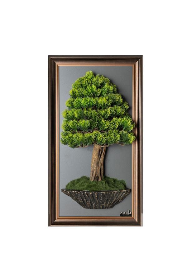 Omnia Concept Bonsai Tablaeu - 3A - Mdf Plaka Üzerinde Çerçeveli 3 Boyutlu Yapay Ağaç Tablosu 33X60 Cm - Image 1