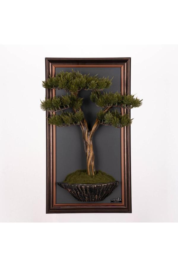Omnia Concept Bonsai Tablaeu - 4D - Mdf Plaka Üzerinde Çerçeveli 3 Boyutlu Yapay Ağaç Tablosu 33X60 Cm - Image 1