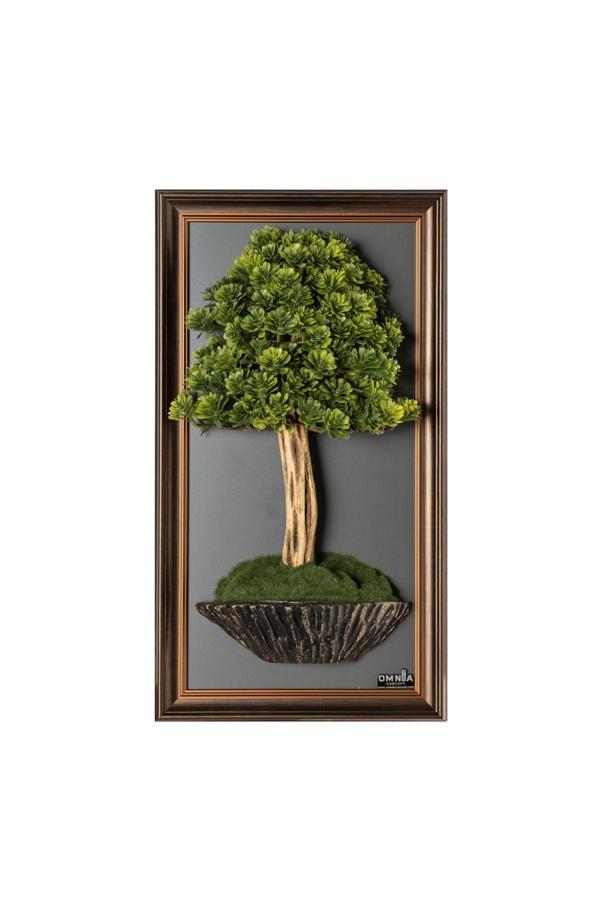 Omnia Concept Bonsai Tablaeu - 5B - Mdf Plaka Üzerinde Çerçeveli 3 Boyutlu Yapay Ağaç Tablosu 33X60 Cm - Image 1