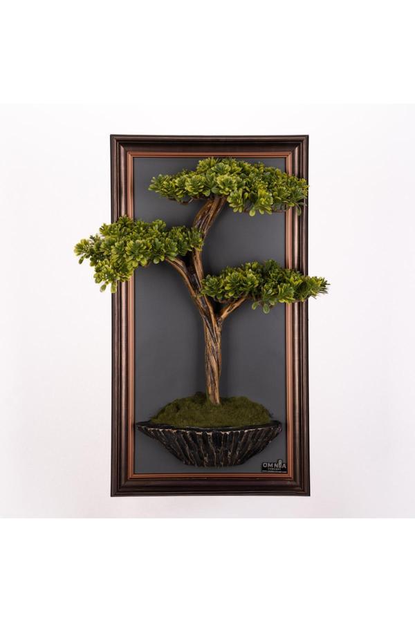 Omnia Concept Bonsai Tablaeu - 5C - Mdf Plaka Üzerinde Çerçeveli 3 Boyutlu Yapay Ağaç Tablosu 33X60 Cm - Image 1