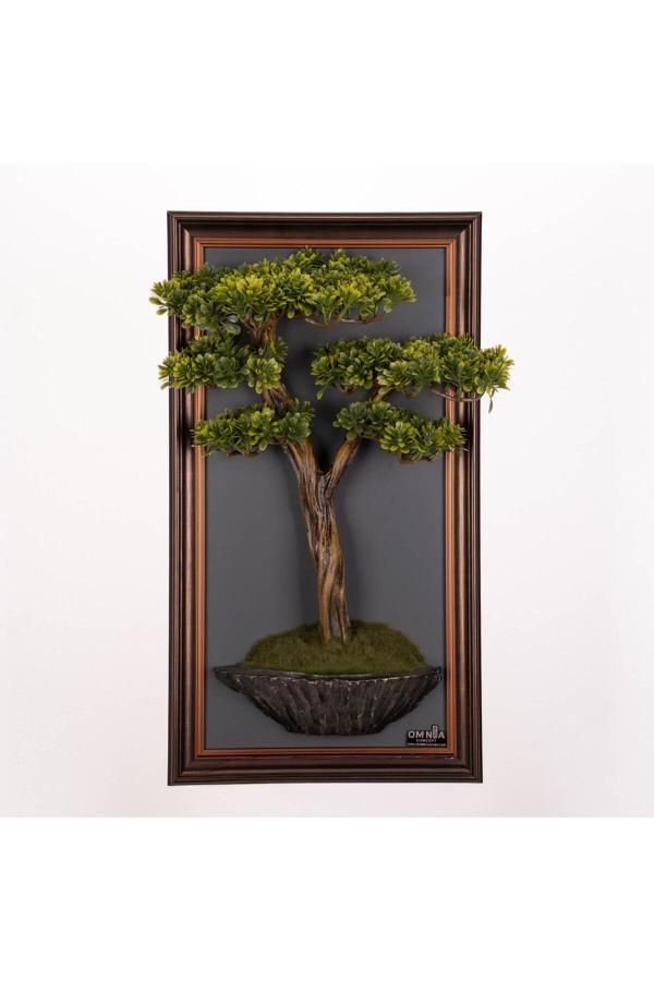 Omnia Concept Bonsai Tablaeu - 5D - Mdf Plaka Üzerinde Çerçeveli 3 Boyutlu Yapay Ağaç Tablosu 33X60 Cm - Image 1