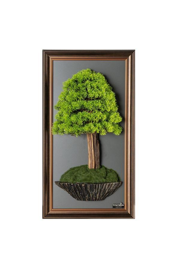 Omnia Concept Bonsai Tablaeu - 6C - Mdf Plaka Üzerinde Çerçeveli 3 Boyutlu Yapay Ağaç Tablosu 33X60 Cm - Image 1