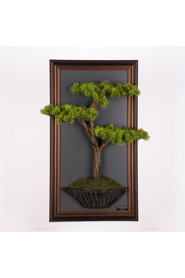 Omnia Concept Bonsai Tablaeu - 6D - Mdf Plaka Üzerinde Çerçeveli 3 Boyutlu Yapay Ağaç Tablosu 33X60 Cm - Image 1