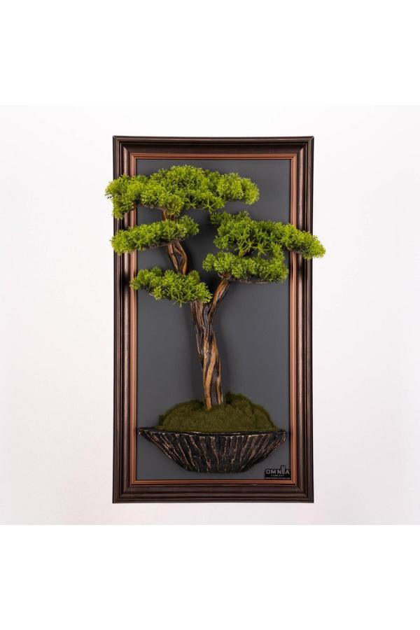 Omnia Concept Bonsai Tablaeu - 6E - Mdf Plaka Üzerinde Çerçeveli 3 Boyutlu Yapay Ağaç Tablosu 33X60 Cm - Image 1