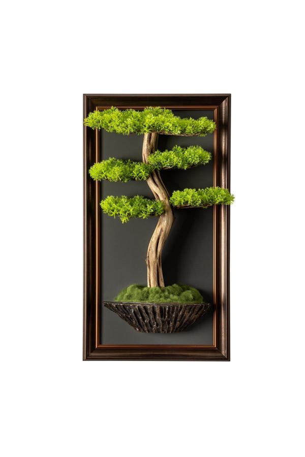 Omnia Concept Bonsai Tablaeu - 6 - Mdf Plaka Üzerinde Çerçeveli 3 Boyutlu Yapay Ağaç Tablosu 33X60 Cm - Image 1