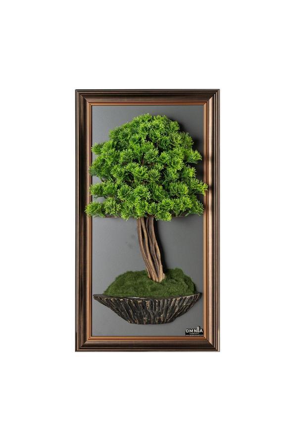 Omnia Concept Bonsai Tablaeu - 7B - Mdf Plaka Üzerinde Çerçeveli 3 Boyutlu Yapay Ağaç Tablosu 33X60 Cm - Image 1