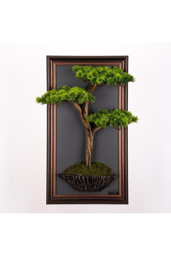 Omnia Concept Bonsai Tablaeu - 7C - Mdf Plaka Üzerinde Çerçeveli 3 Boyutlu Yapay Ağaç Tablosu 33X60 Cm - Image 1
