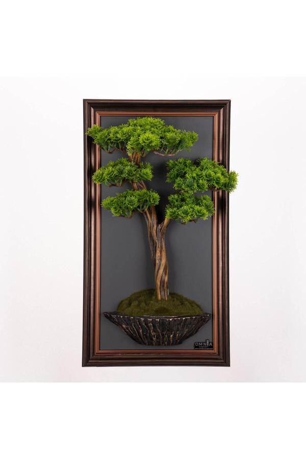 Omnia Concept Bonsai Tablaeu - 7D - Mdf Plaka Üzerinde Çerçeveli 3 Boyutlu Yapay Ağaç Tablosu 33X60 Cm - Image 1