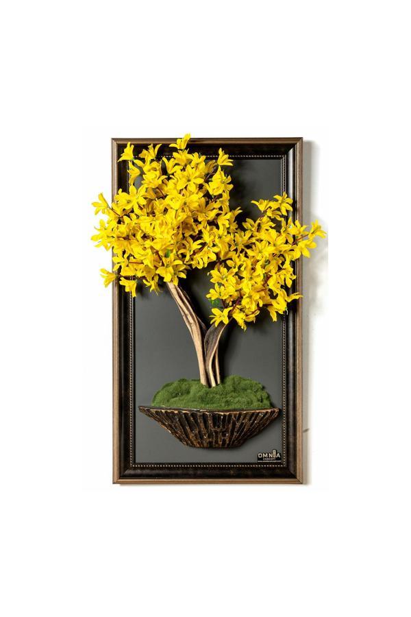 Omnia Concept Bonsai Tablaeu - 9 - Mdf Plaka Üzerinde Çerçeveli 3 Boyutlu Yapay Ağaç Tablosu 33X60 Cm - Image 1