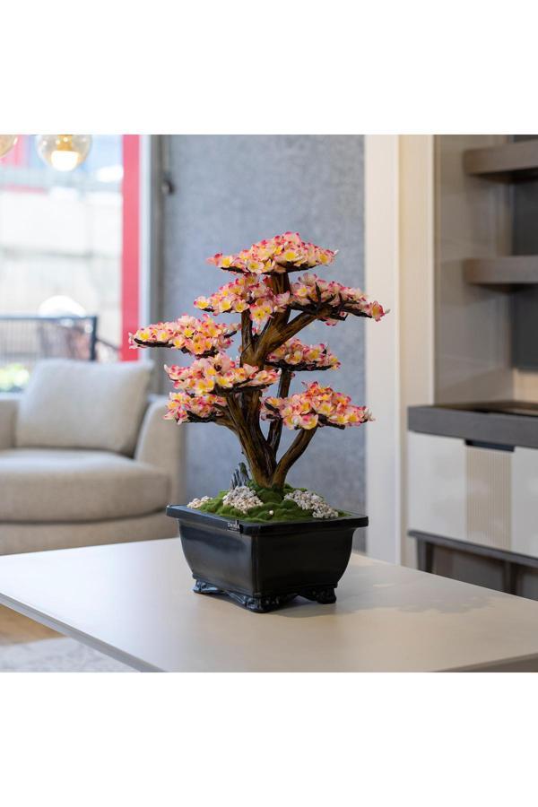 Omnia Concept Flora Bonsai-2 Masaüstü Kullanıma Uygun Doğal Ağaç Gövdeli Yapay Bonsai Ağacı - 40X50 Cm - Image 1