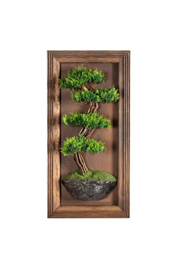 Omnia Concept Timber Bonsai Tablaeu - 1 - Masif Ahşap Çerçeveli 3 Boyutlu Yapay Ağaç Tablosu 33X60 Cm - Image 1