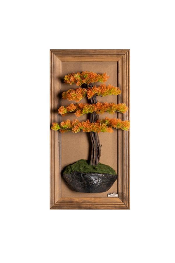 Omnia Concept Timber Bonsai Tablaeu - 6-2 - Masif Ahşap Çerçeveli 3 Boyutlu Yapay Ağaç Tablosu 33X60 Cm - Image 1