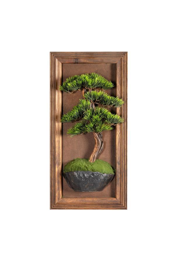 Omnia Concept Timber Bonsai Tablaeu - 8 - Masif Ahşap Çerçeveli 3 Boyutlu Yapay Ağaç Tablosu 33X60 Cm - Image 1