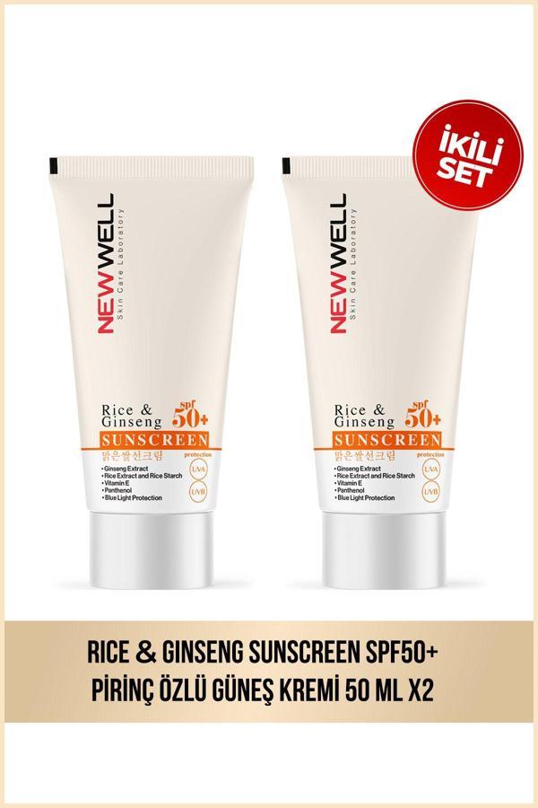 2 Adet Rice & Ginseng Sunscreen Spf50+ Pirinç Özlü Güneş Kremi 50 ML - Image 1