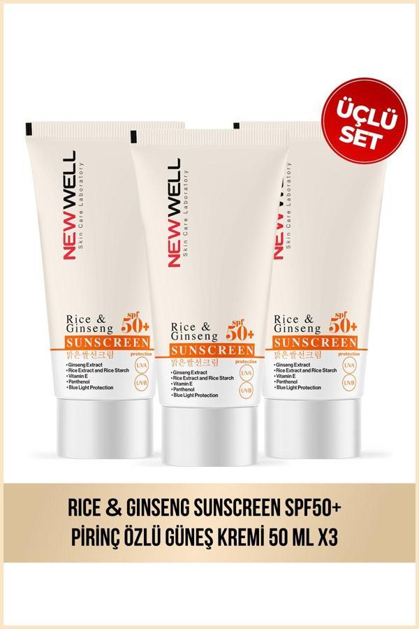 3 Adet Rice & Ginseng Sunscreen Spf50+ Pirinç Özlü Güneş Kremi 50 ML - Image 1