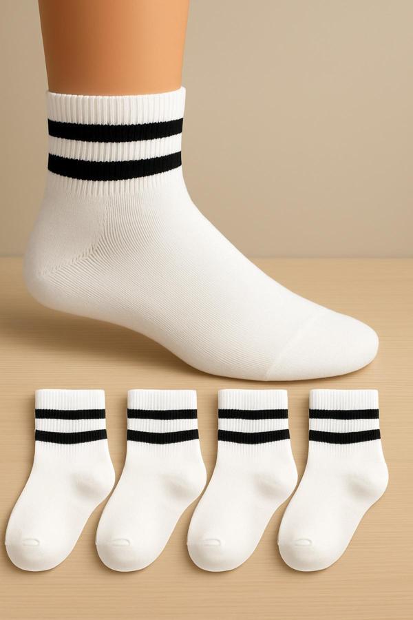 4 Çift Burun Dikişsiz Çemberli Tenis Çocuk Soket - Image 1