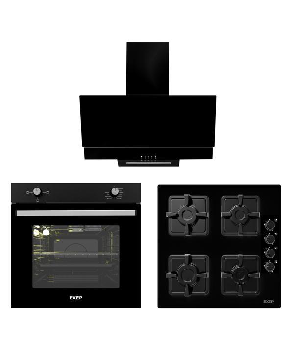 Exep Line Siyah 3 Lü Ankastre Set (Ed401-Eo320-Ef200) - Image 1