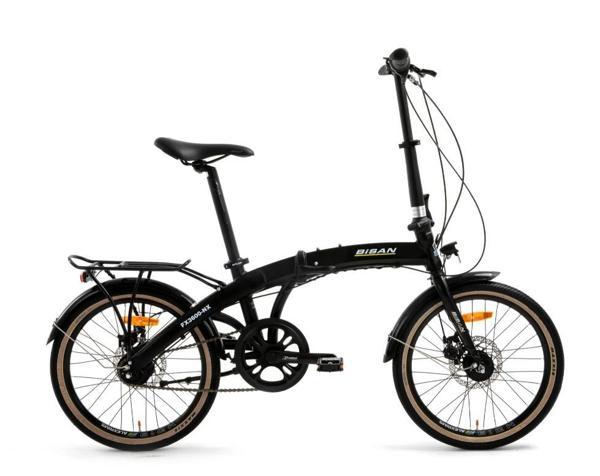 Bisan FX 3600 NX7  Katlanır Bisiklet Mat Siyah Sarı Beyaz - Image 1