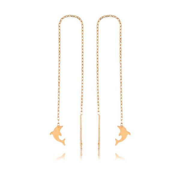 BlackCraft 925 Ayar Gümüş Zincirli Yunus Balığı Küpe (BC-261EA1) - Image 1