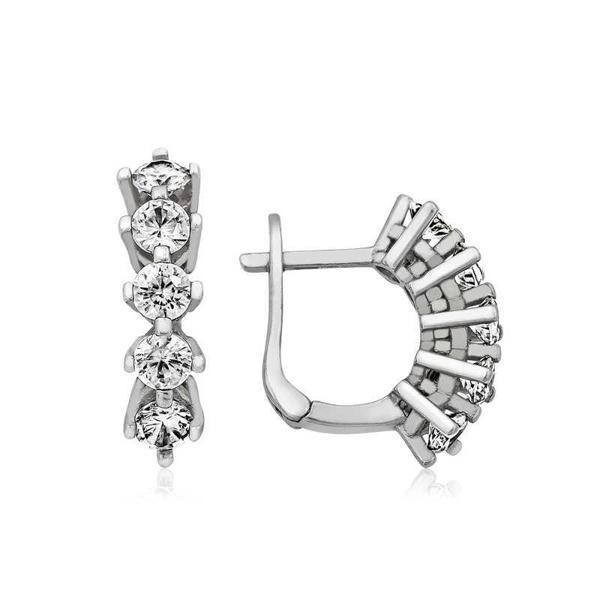 BlackCraft 925 Ayar Gümüş 5 Taş Küpe (BC-EFE9FA) - Image 1