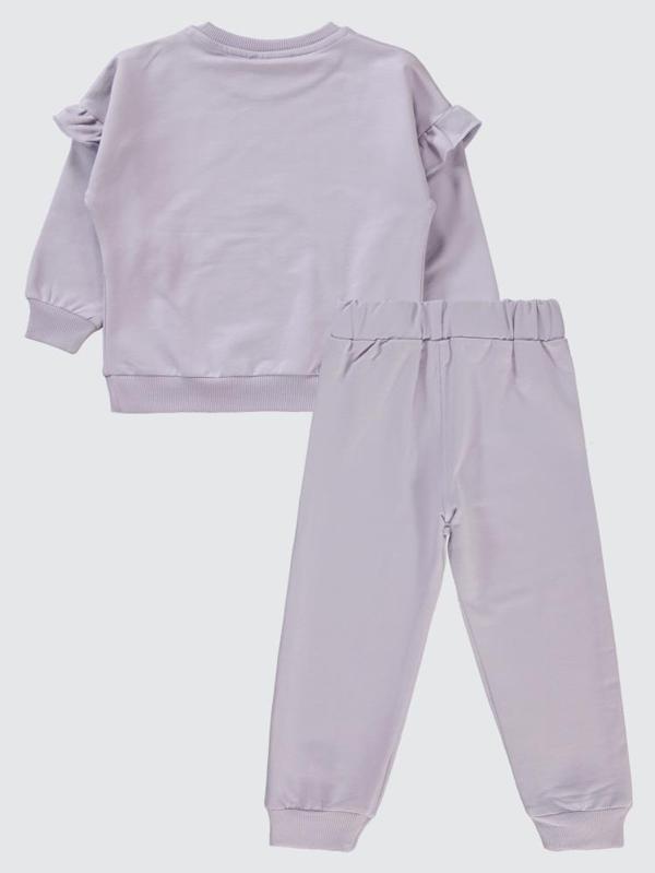 Civil Girls Kolu Fırfırlı 2-5 Yaş Eşofman Takımı - Lila 2-3 Yaş - Image 1