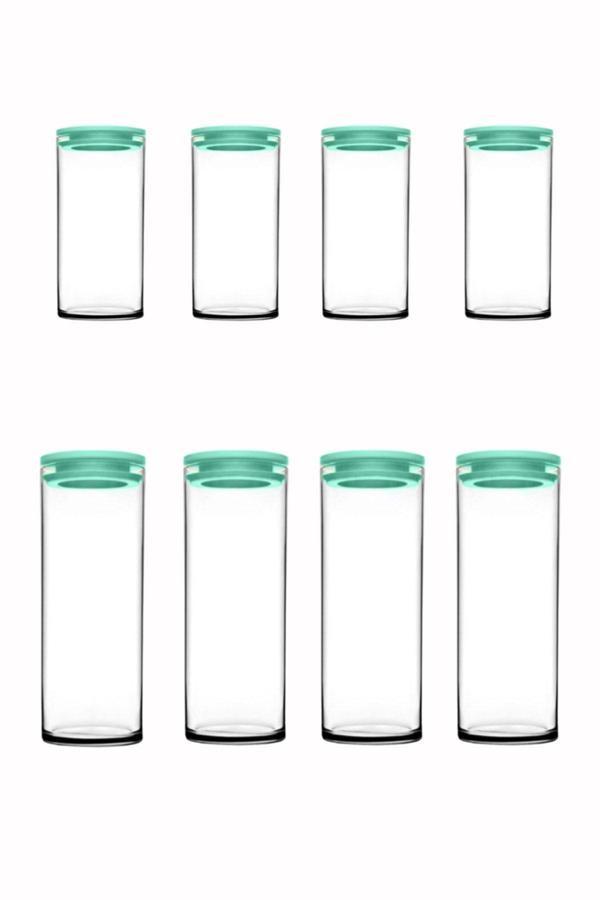 Paşabahçe Vakumlu Cam Kavanoz - Cam Erzak Saklama Kabı 8 Li 2 Boy Turkuaz - Image 1