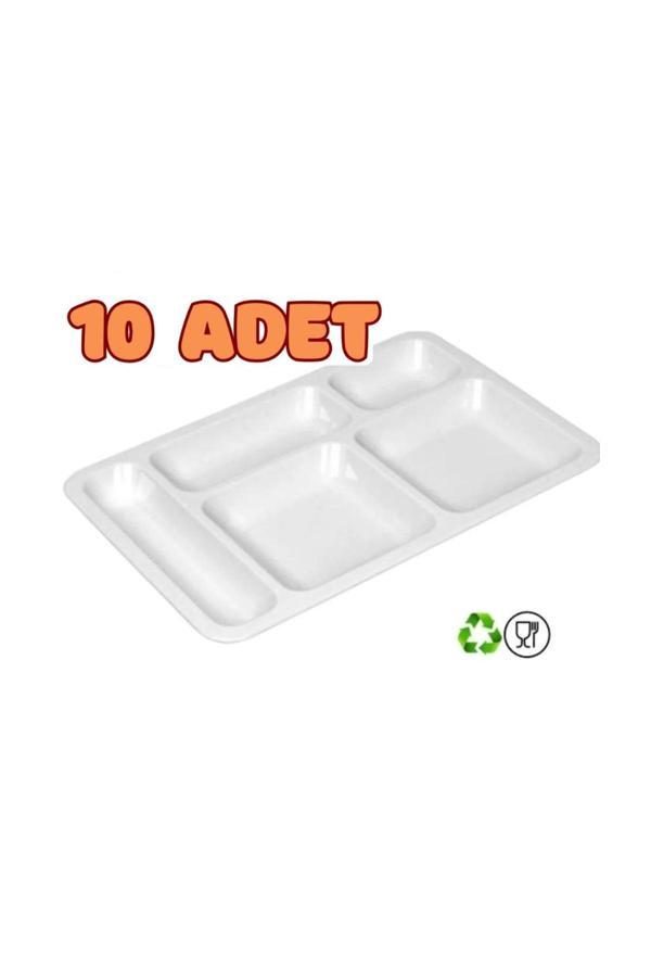 Ztm Home Gül Plastik 10 Adet 5 Gözlü Beyaz Tabldot Tabak, Tabilot, Tabildot - Image 1