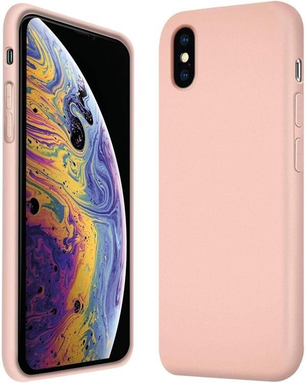 Marselit iphone X ve Xs Uyumlu Kadife İç Yüzeyli Yumuşak Silikon Yüksek Kalite Lansman Kılıf-Kum Pembe - Image 1