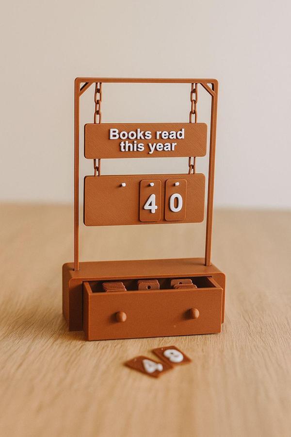 Bir Yıl İçerisinde Okuduğum Kitaplar Sayacı - Çekmeceli Dekoratif Kitap Sayacı - Image 1