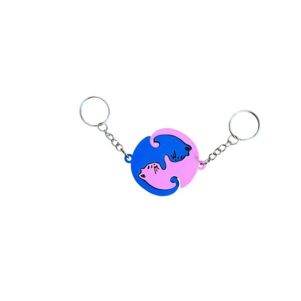 Çift Anahtarlık - 2li Kedi Anahtarlık  - Kedi Anahtarlık (Pembe Mavi) - Image 1
