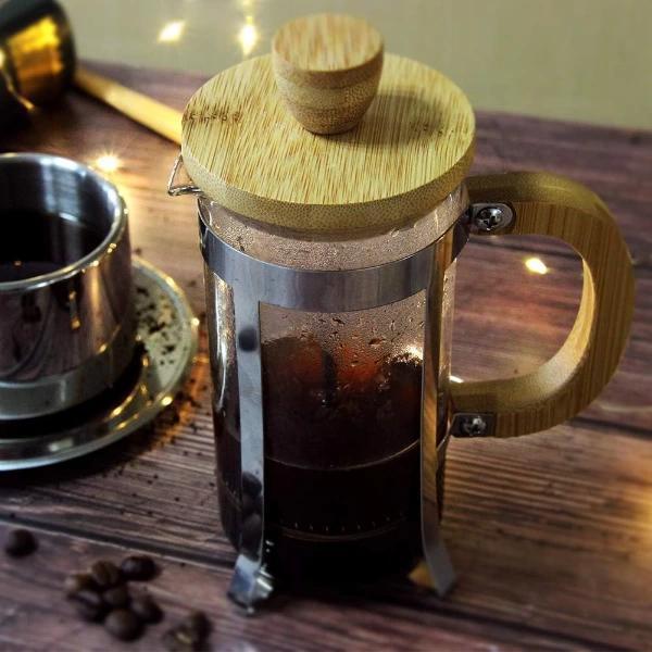 Ahşap Detaylı 350 ml Cam French Press - Image 1