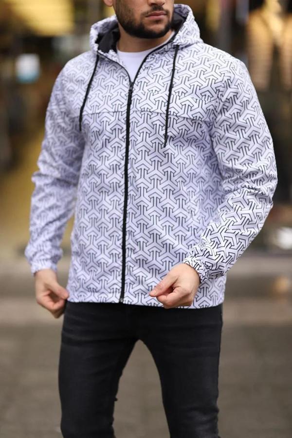 Unisex Kapüşonlu İçi Astarlı Yağmurluk - Beyaz - Image 1