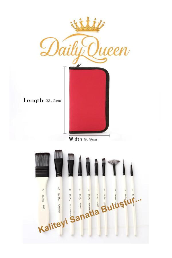 Daily Queen 10 Adet A Kalite Profesyonel Sanat Boya Fırçası Seti, Akrilik Sulu Boya Için - Image 1