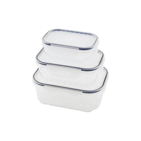 3pcs Quick Sızdırmaz Saklama Kabı Seti Şeffaf Kap - Buğulu-contalı Kapak  500-1000-1700ml - Image 1