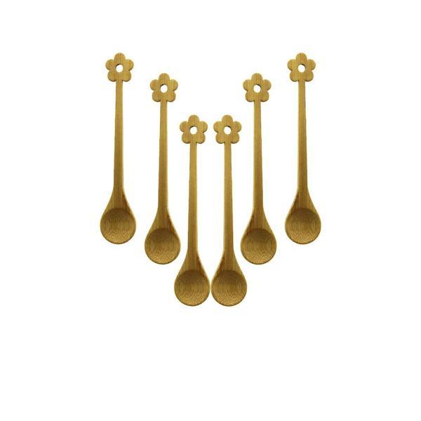 6 Pcs   Mini   Bambu Ahşap Kaşık   14.5cm - Image 1