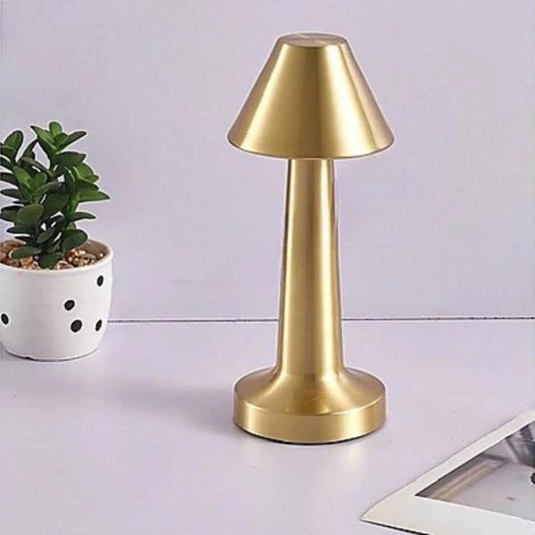 Çatı Model Gold Renk Şarjlı Dokunmatik 3 Renkli Led Masa Lambası - Image 1
