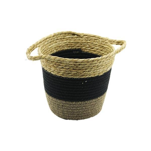 2ın1=ip Örgülü - Hasırçift Kulplu Sepet - Organizer Ç-taban:17cm--ağız:24cm - Y: 22cm - Image 1