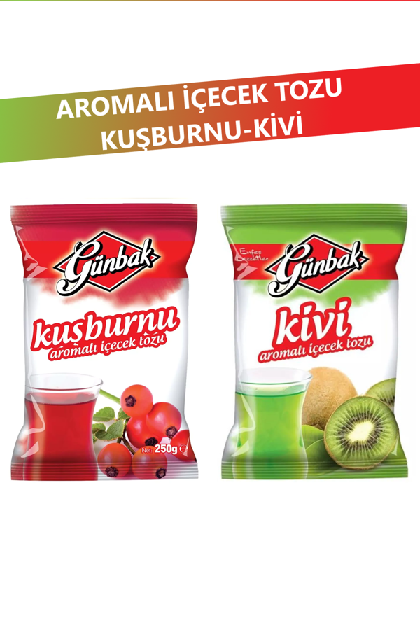 Günbak Aromalı İçecek Tozu 250 gr x 2 Adet (Kuşburnu - Kivi) - Image 1