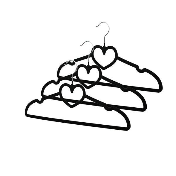 3PCS SİYAH KADİFE KAPLI - KALPLİ PLASTİK ASKI METAL UÇLU   - Image 1